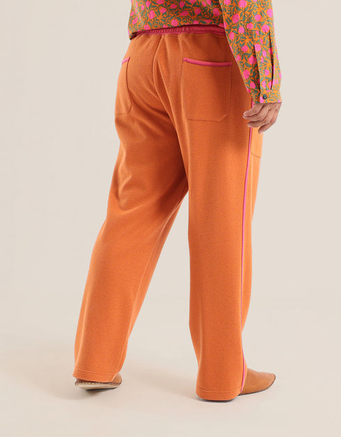 Reversible straight leg pants with elastic waistband